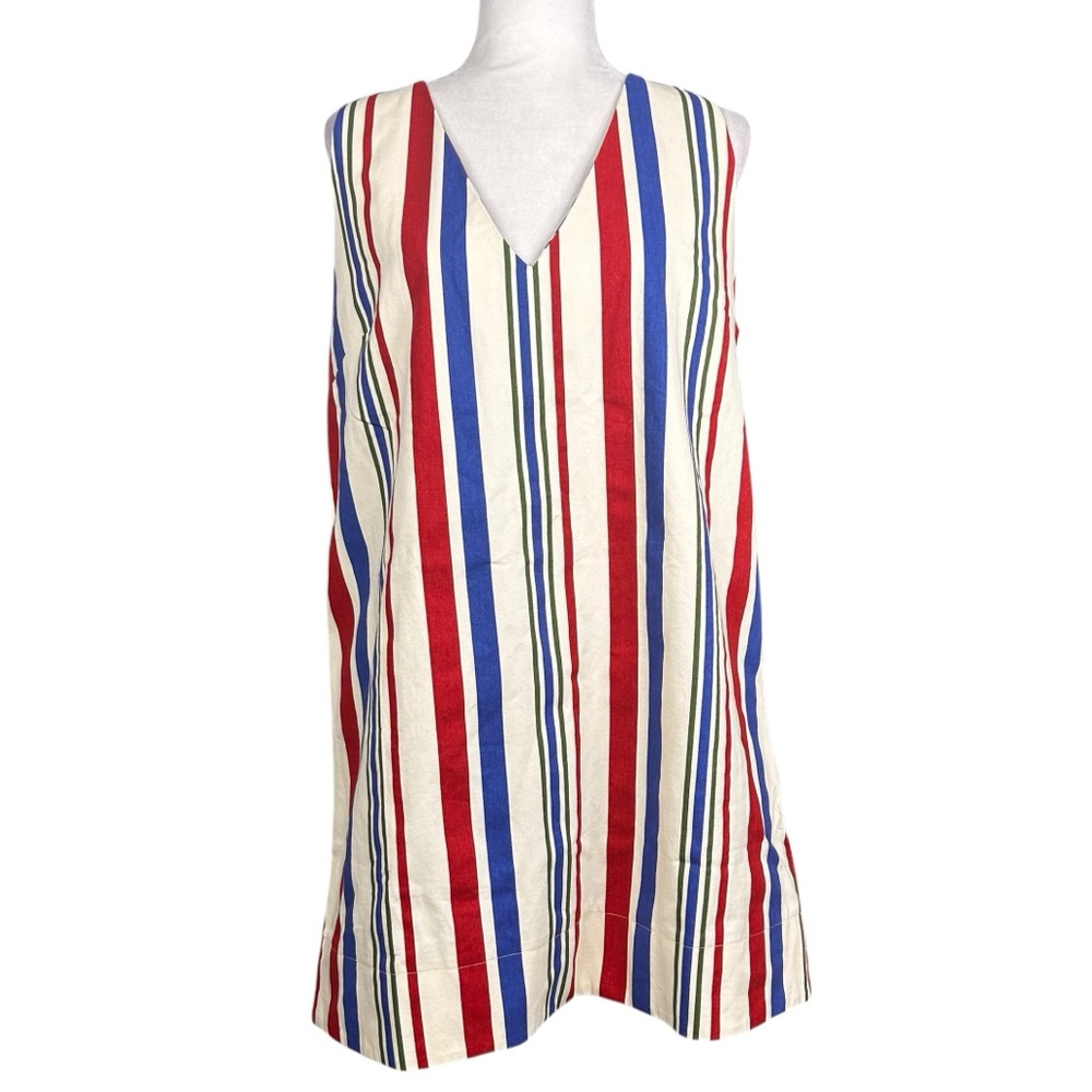 Pomander Place L Americana Stripe Kira Mini Dress Preppy Coastal Pockets Stripes - Picture 2 of 13